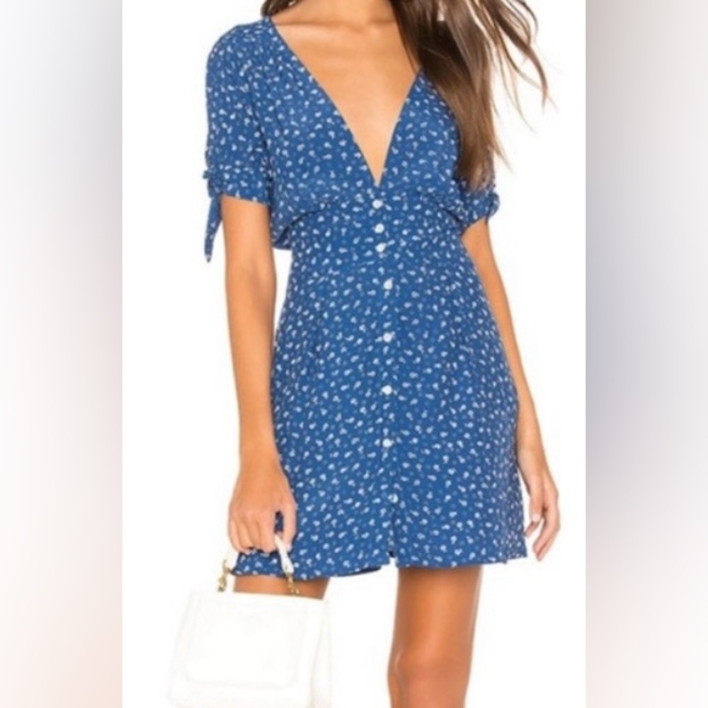 Faithfull the Brand Blue and White Midi Dress
